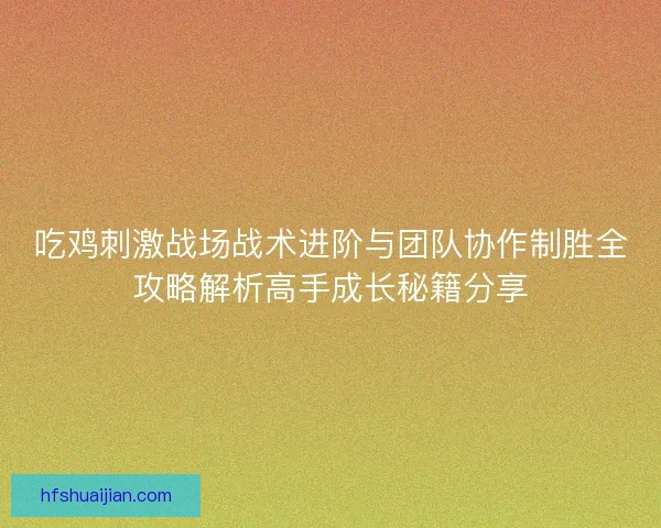 吃鸡刺激战场战术进阶与团队协作制胜全攻略解析高手成长秘籍分享